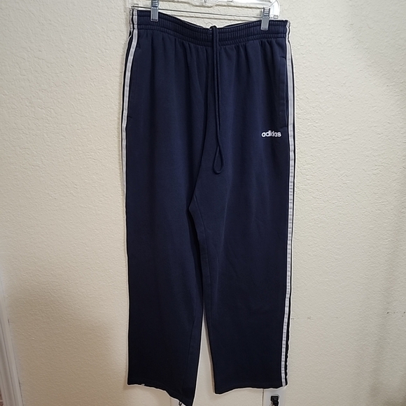 Adidas Sweatpants Mens XL Navy Blue 3 Stripes Lounge Joggers Pockets Fleece. - Picture 1 of 8